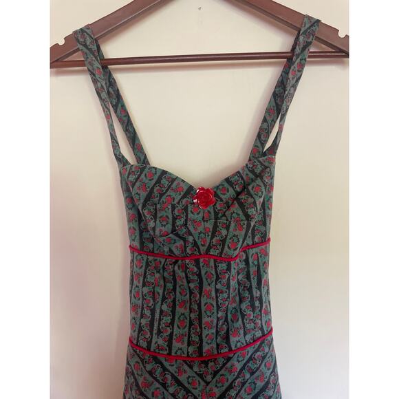 Vintage 90s Y2k MORBID THREADS Pinup Dress WHIMSY GOTH GRUNGE Skulls Roses S - Picture 4 of 14